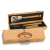 Personalized Laser Engraved Grill BBQ Gifts Set for Men, Dad, Father, Him - Barbecue Grilling Set with Grill Fork, Spatula and Tongs