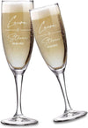 Champagne Flutes, Set of 2 Personalized Glasses with Box, 8 oz, Engraved Wedding Toasting Flutes