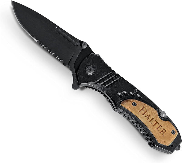 Engraved Pocket Knife For Men, Custom Gift, Personalized Knife With Wooden Box, Folding Knife For Men, Groomsmen Fathers Day christmas Gift