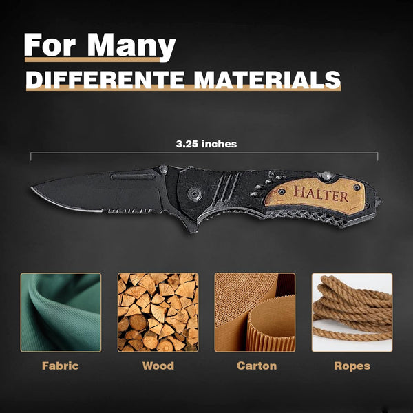 Engraved Pocket Knife For Men, Custom Gift, Personalized Knife With Wooden Box, Folding Knife For Men, Groomsmen Fathers Day christmas Gift