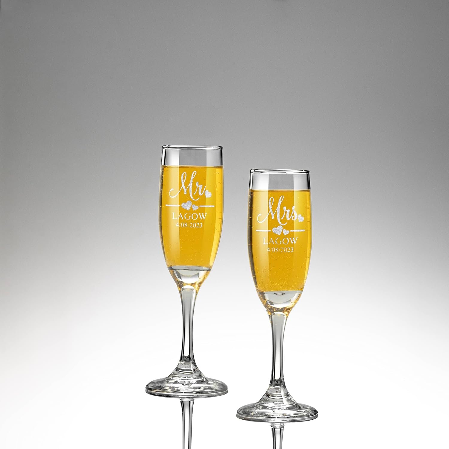 Mr and Mrs Wedding Toasting Champagne Flutes with Box, Set of 2 Glasses With Black Box, Laser engraved Tosting Flutes Engraved Personalized Glasses for Bride and Groom