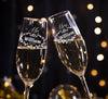Set of 2 Personalized Wedding Champagne Glass Flutes- Engraved Champagne Glasses for Bride and Groom - Mr and Mrs Design