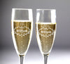 Set of 2 Personalized Wedding Champagne Glass Flutes- Engraved Champagne Glasses for Bride and Groom - Mr and Mrs Design