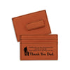 Thank You Quote Money Clip, Present For Men, Slim Wallet With Clean Design, Best Wallet To Dad, Brown Custom Card Holder For Men, Simple Money Clip With Thumb Slots