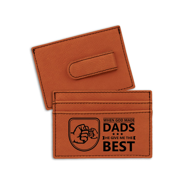 Dad Is The Best Leather Wallet, Mens Customized Engraved Wallet, Money Clips Wallet With Credit Card Holder, Money Clips For Cash