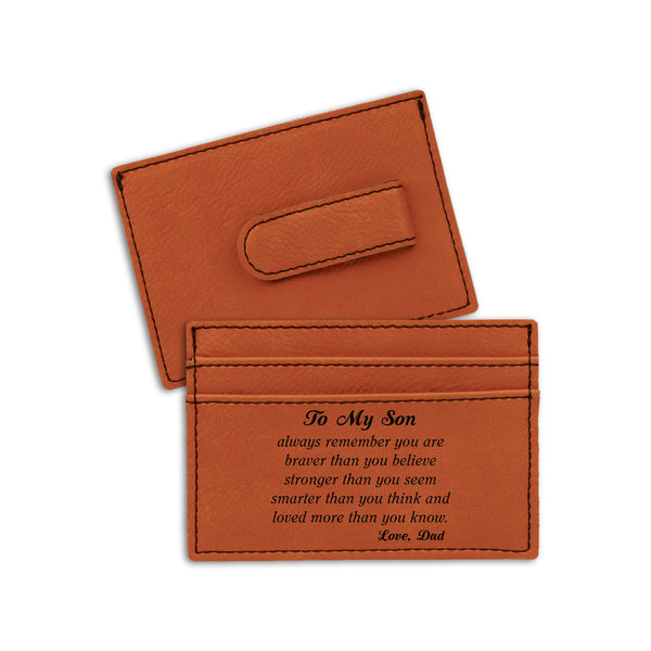 Slim Leather Wallet, Best Money Clip Present, Money Clip For Son Engravable, Money Clips For Cash, Modest Front Pocket Wallet (Best Wallet To Son From Dad)