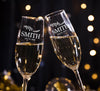 Elegant Set of 2 Personalized Wedding Champagne Flutes- Mr. & Mrs. Design - Engraved Gift for Wedding