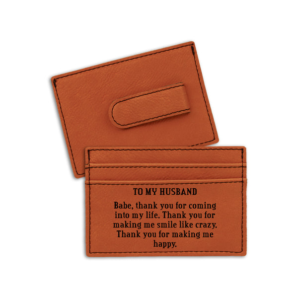 Men Money Clip, Present For Him, Mini Wallet In Leather, Laser Engraved Leather Money Clip, Money Clip For The Birthday