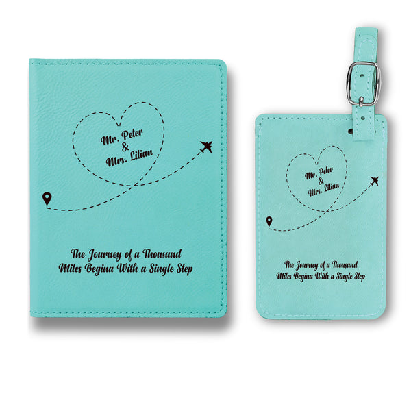 Personalized Passport Cover, Travel Essentials, Personalized Passport Cover with Luggage Tag, Engraved Quote Design Passport Set, Leather Passport Holder