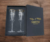 Krezy Case Set Of 2 Cheers A Champagne Glass, Precise Gift For Men & Moen, Ideal Personalized Mr. & Mrs. Engraved Glassware With Box