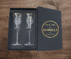 Mr. And Mrs. Champagne Circle Design Personalized Champagne Glassware, High-Quality Clean Design, Perfect For Wedding Present For Bride And Groom