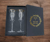 Set Of 2, Laser Engraved Cheers Flutes Engraved Personalized Glasses For A Recently Hitched Couple, Present This Glassware & Propose A Toast