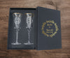 Set Of 2, Laser Engraved Cheers Flutes Engraved Personalized Glasses For A Recently Hitched Couple, Present This Glassware & Propose A Toast