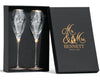 Set of 2 Personalized Wedding Champagne Flutes- Engraved Champagne Glasses for Bride and Groom - Mr and Mrs Design - Gift for Wedding