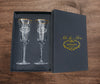 Personalized Champagne Flutes For The Newlyweds' Young Couple With Engraved Beautiful Box, For A Special Celebration (Mr. And Mrs. Glass Of Bubbly)