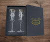 Personalized Champagne Flutes For The Newlyweds' Young Couple With Engraved Beautiful Box, For A Special Celebration (Mr. And Mrs. Glass Of Bubbly)