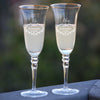 Set of 2 Personalized Wedding Champagne Flutes- Engraved Champagne Glasses for Bride and Groom - Mr and Mrs Design