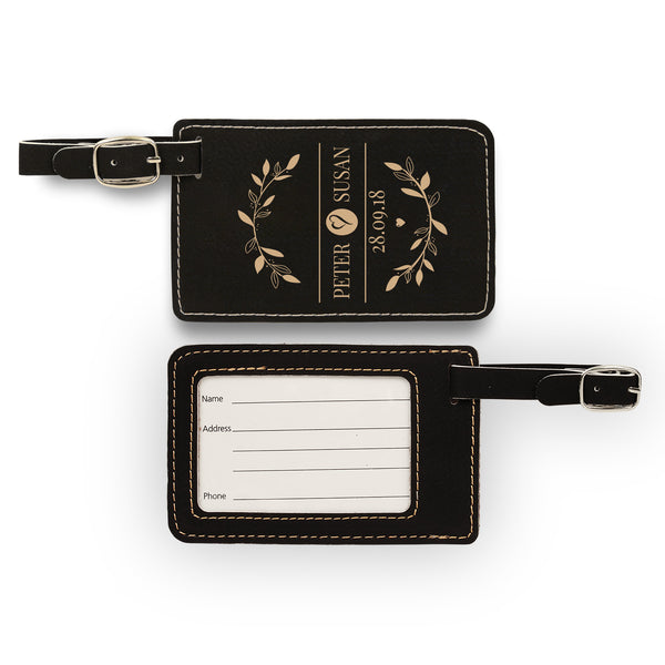 Personalized Luggage Tag, Leaf Design Passport Holder and Luggage Tag, Engraved Travel Accessories, Custom Tags, Personalized Passport Holder Set