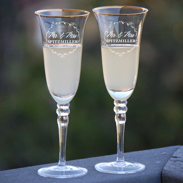  Engraved Champagne Flutes for Bride and Groom Gift for Wedding