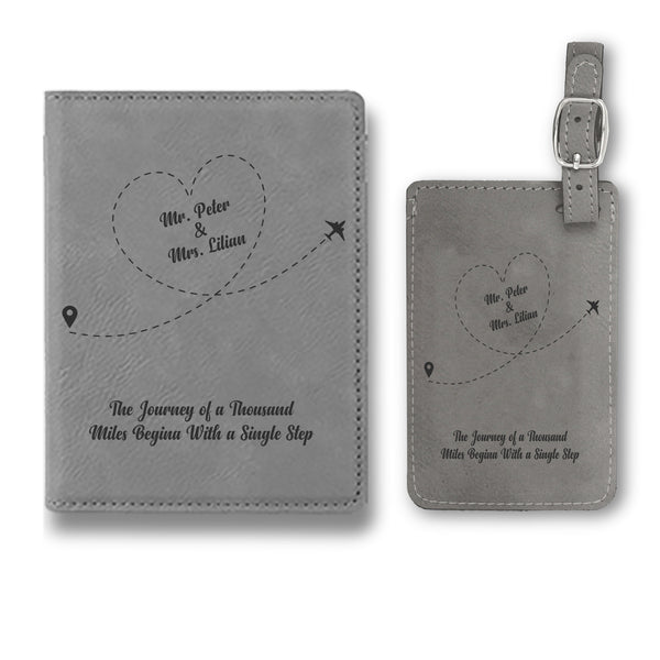 Personalized Passport Cover, Travel Essentials, Personalized Passport Cover with Luggage Tag, Engraved Quote Design Passport Set, Leather Passport Holder