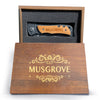 Musgrove Personalized Pocket Knife With Wooden Box, Custom Knife For Men, Engraved Pocket Knife, 4.5