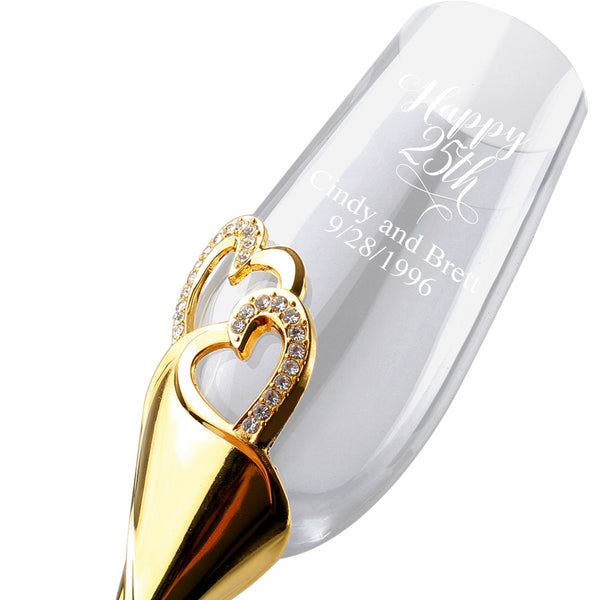 Custom Wedding Champagne Flutes For Bride And Groom, Personalized Delux Rhinestone Rimmed Heart Decoration For Wedding, Personalized Wedding Champagne Flutes