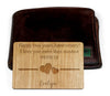 Personalized Wood Wallet Insert Card, Custom Engraved Insert card, Personalized Wooden business card, boyfriend gift, wood wedding tag