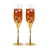 Customized Doubled Heart Champagne Flutes, Personalized Champagne Flutes For Wedding, Personalized Mr. And Mrs. Flute Set, Wedding Glasses For Bride And Groom