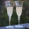 Set of 2 Personalized Wedding Engraved Champagne Flutes- Mr and Mrs Design - For Weddings,Parties and Anniversary