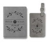Personalized Luggage Tag, Leaf Design Passport Holder and Luggage Tag, Engraved Travel Accessories, Custom Tags, Personalized Passport Holder Set
