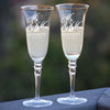 Set of 2 Personalized Wedding Champagne Flutes- Engraved Champagne Glasses for Bride and Groom - Mr and Mrs Design - Gift for Wedding