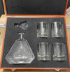 Lead Free Crystal Glasses and Decanter Set, Engraved Decanter Set with 2 Glasses and Wood Box, Whiskey Decanter Set, Leaf Design Engraved Decanter Set and Glasses