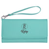 Personalized Teal Wristlet For Women, Custom Wallet For Women, Krezy Case Leatherette Wallet in Teal, Engraved Wallet For Women