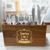 Personalized Wedding Badge Caddy - Wooden Utensil Storage box - Utensil Organizer