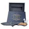 Engraved Pocket Knife With Black Color Wooden Box