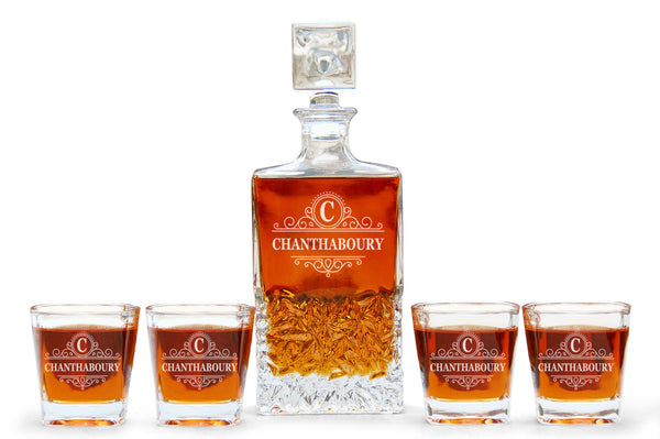 Whiskey Decanter Glass Set For Men And Women, Custom Decanter Set With Glasses, Whiskey Glass & Decanter Set, Classic Designer Whiskey Glasses & Engraved Decanter