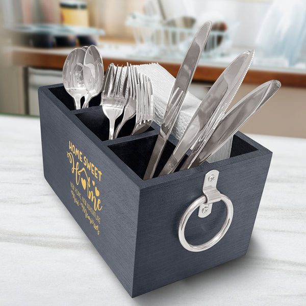 Utensil Flatware Cutlery Caddy Holder For Kitchen & Dining Table, Best Home Quote Utensil Flatware Cutlery Caddy Holder, Wood Utensil Organizer