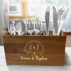 Personalized Picnic Caddy - Utensil Organizer - Wood Kitchen Cooking Utensil Holder