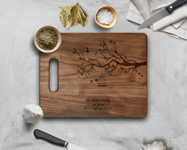 Krezy Case Walnut Cutting Board Customized Walnut Chopping Wedding Love Birds engraved, 11.5x8.75 inch size