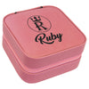 Premium Jwelery Organizer Box For Ladies, Ruby Jewelry Travel Case, Dark pink Customizable Travel Box For Ladies, Engraved pink Jwelery Box for Women