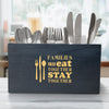 Utensil Holder For Kitchen, Wood Utensil Holder, Classy Family Quote Engraved Wood Cooking Utensil Holder, Utensil Flatware Cutlery Caddy For Dining Table & Kitchen