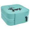 New Custom Engraved Teal Jwelery Box For Women, Customized Laserable Leatherette Teal Jwelery Box For Women, Travel Storage Bag For Jwelery For Women