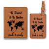 Travel Quote Personalized Passport Set, Premium Leather Passport Holder Cover Case For Men and Women, Custom Passport Cover Case, Luggage Tag