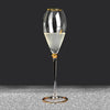 wedding champagne flutes - engraved custom glass - Bride & Groom's Wedding Toast – Gold Rim Flare Glasses