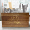 Personalized Picnic Caddy - Utensil Organizer - Wood Kitchen Cooking Utensil Holder