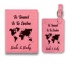 Travel Quote Personalized Passport Set, Premium Leather Passport Holder Cover Case For Men and Women, Custom Passport Cover Case, Luggage Tag