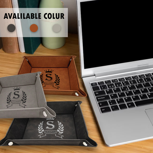 Premium Engraved Leather Valet Tray, Engraved Leather Valet Tray, Krazy Case Leather Jewelry, Catchall Jewelry Tray, Personalized Leather Catchall