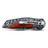 Stainless Steel Pocket Folding Knife + Customized Wooden Handle for Hunting, Camping, Fishing, Hiking, Outdoor Activities