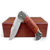 Premium Rose Wood Pocket Knife With Wooden Box, Hunting Knife, Customized Knife For Men, Engraved Folding Knife For Men