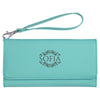 Personalized Ladies Purse, Custom Teal Wallet For Women, Engraved Leatherette Wallet, Zipper Wallet, Wallet For Women